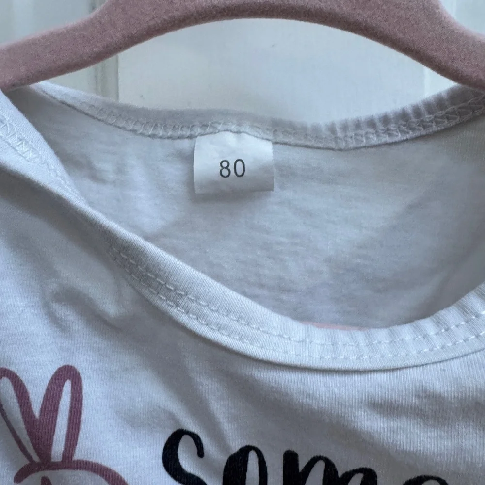 6-12M Girls White Some Bunny Loves Me Short Sleeve Onesie Bodysuit